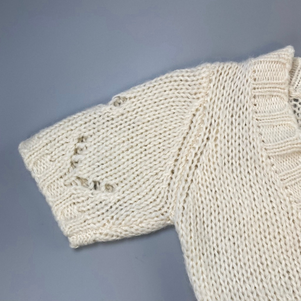 Vero Moda Knit Dress Medium Cream Short Sleeve V-Neck Cozy Soft Sheer Chunky - Picture 6 of 11